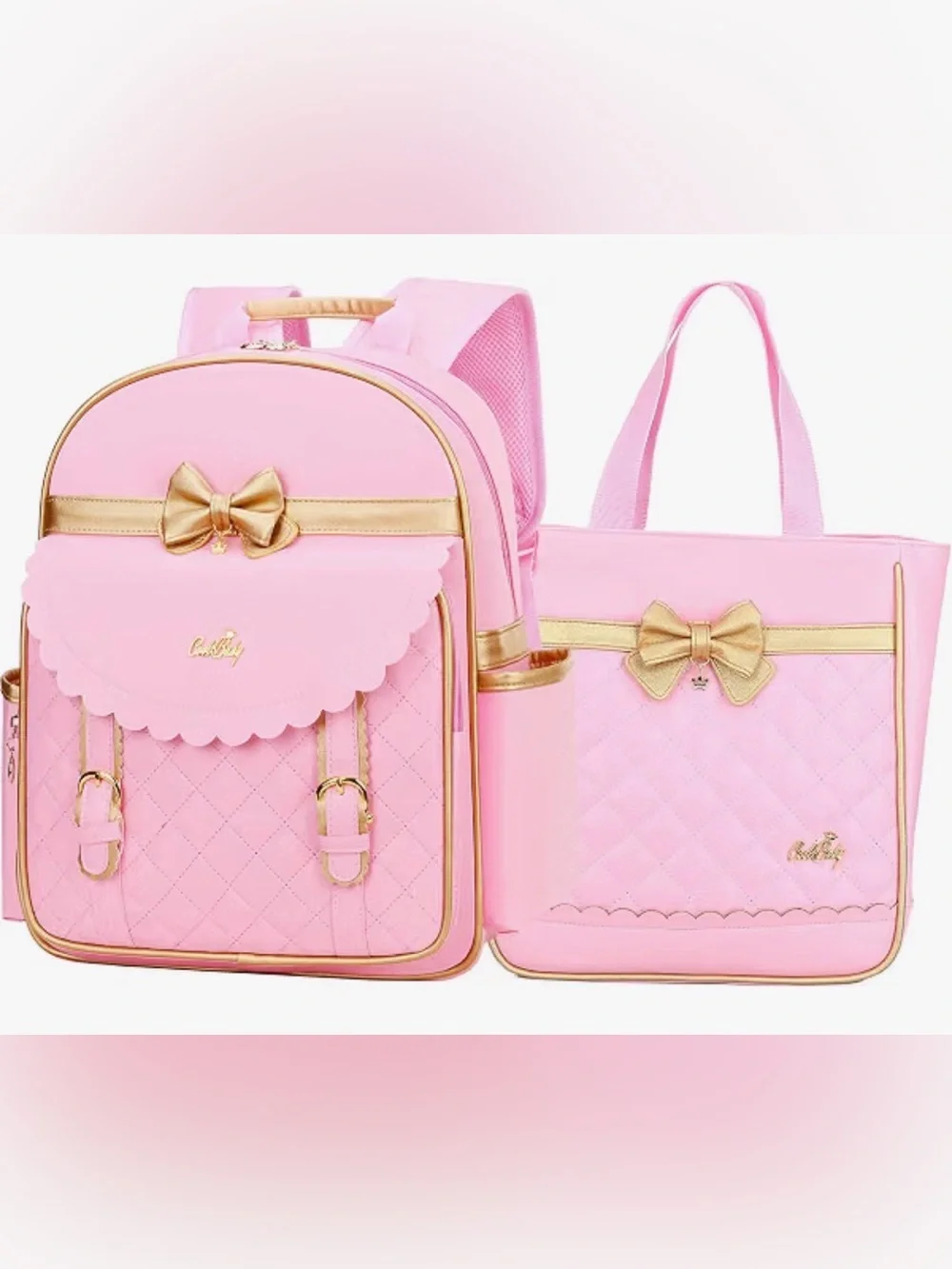 Children Princess Waterproof PU Backpack with matching lunch bag 038